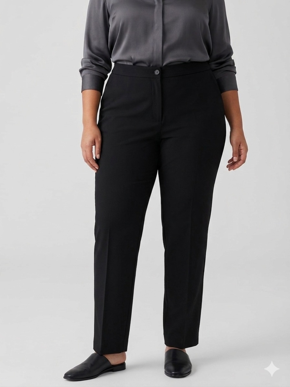 MICHEL STUDIO Black Zip Front Ankle Trousers Size 24